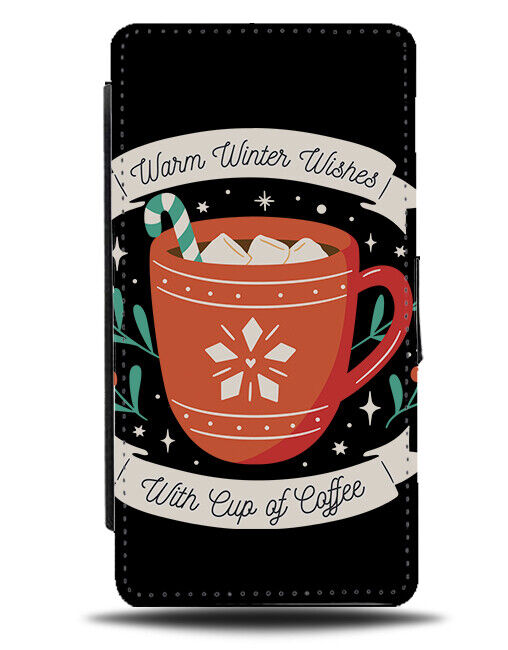 Christmas Hot Chocolate Flip Wallet Case Cocoa Winter Mug Mugs Coffee Cosy N916