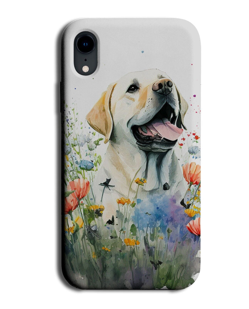 White Labrador In The Flowers Phone Case Cover Watercolour Pet Dog Picture BG98