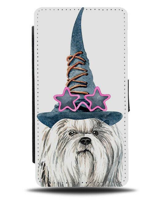 Shih Tzu Flip Wallet Phone Case Dog Wizard Hat Magic Magician Witch Shitzu K611