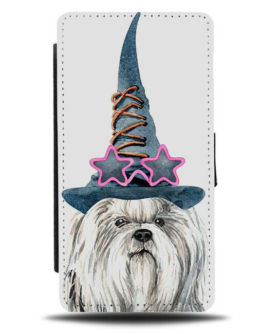 Shih Tzu Flip Wallet Phone Case Dog Wizard Hat Magic Magician Witch Sh