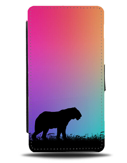 Tiger Silhouette Flip Cover Wallet Phone Case Tigers Multicoloured Shape I070