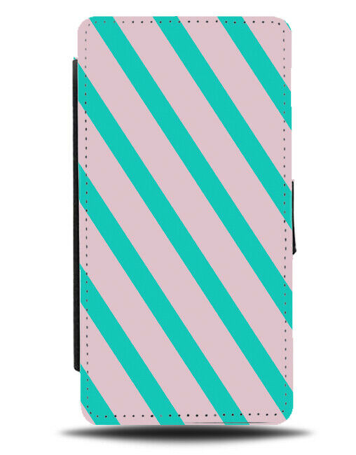 Baby Pink and Turquoise Green Striped Flip Cover Wallet Phone Case Stripes i795