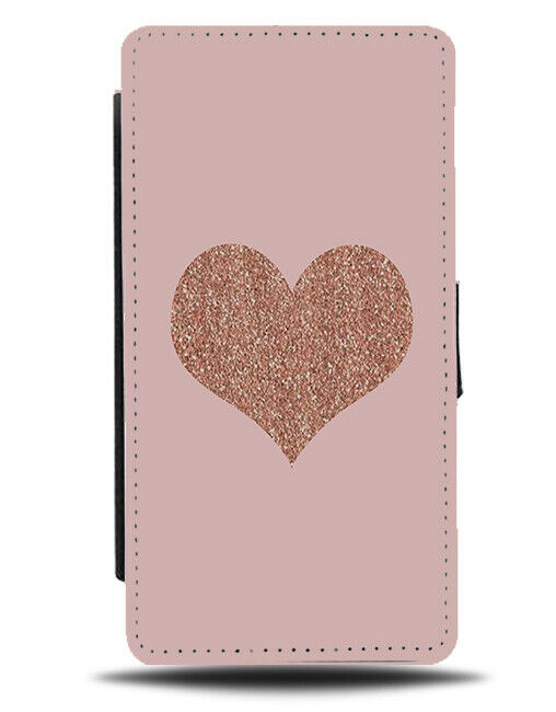 Rose Gold Printed Glitter Love Heart Shape Flip Cover Wallet Phone Case A586