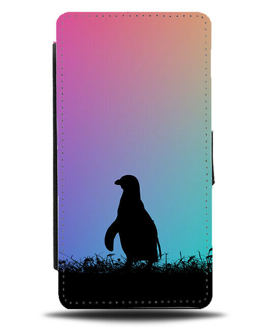 Penguin Silhouette Flip Cover Wallet Phone Case Penguins Multicoloured I064