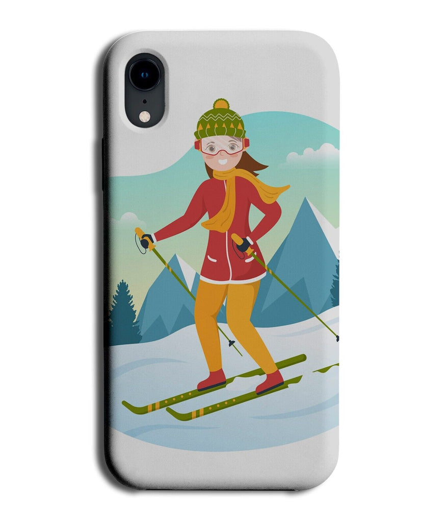 Female Downhill Skier Phone Case Cover Ski's Skiing Girl Girls Womens Cute Q458D
