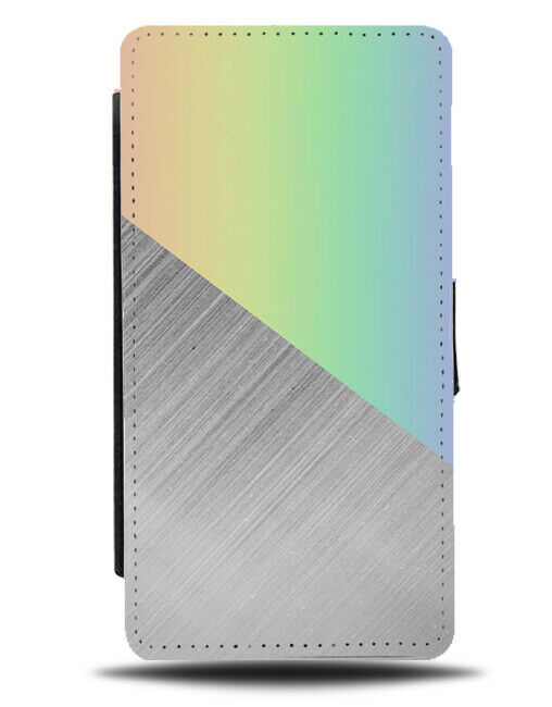 Rainbow Coloured Silver Flip Cover Wallet Phone Case Colourful Kids Novelty i393