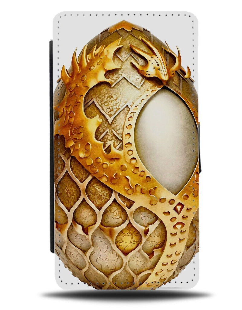 Golden Dragon Egg Flip Wallet Case Dragons Eggs Gold Coloured Stylish Fancy AJ98