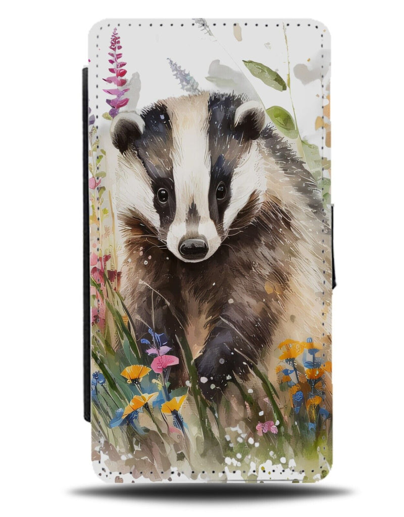 Badger In A Meadow Design Flip Wallet Case Picture Photo Badgers Vintage CY92