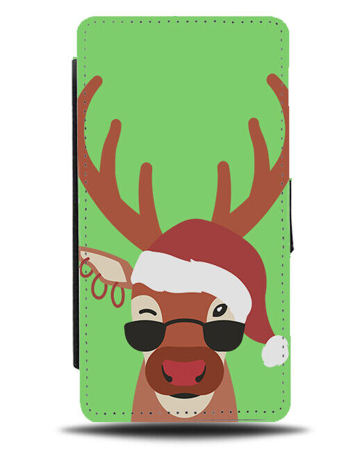 Funny Gangsta Reindeer Cartoon Flip Wallet Case Face Sunglasses Thug Life N943