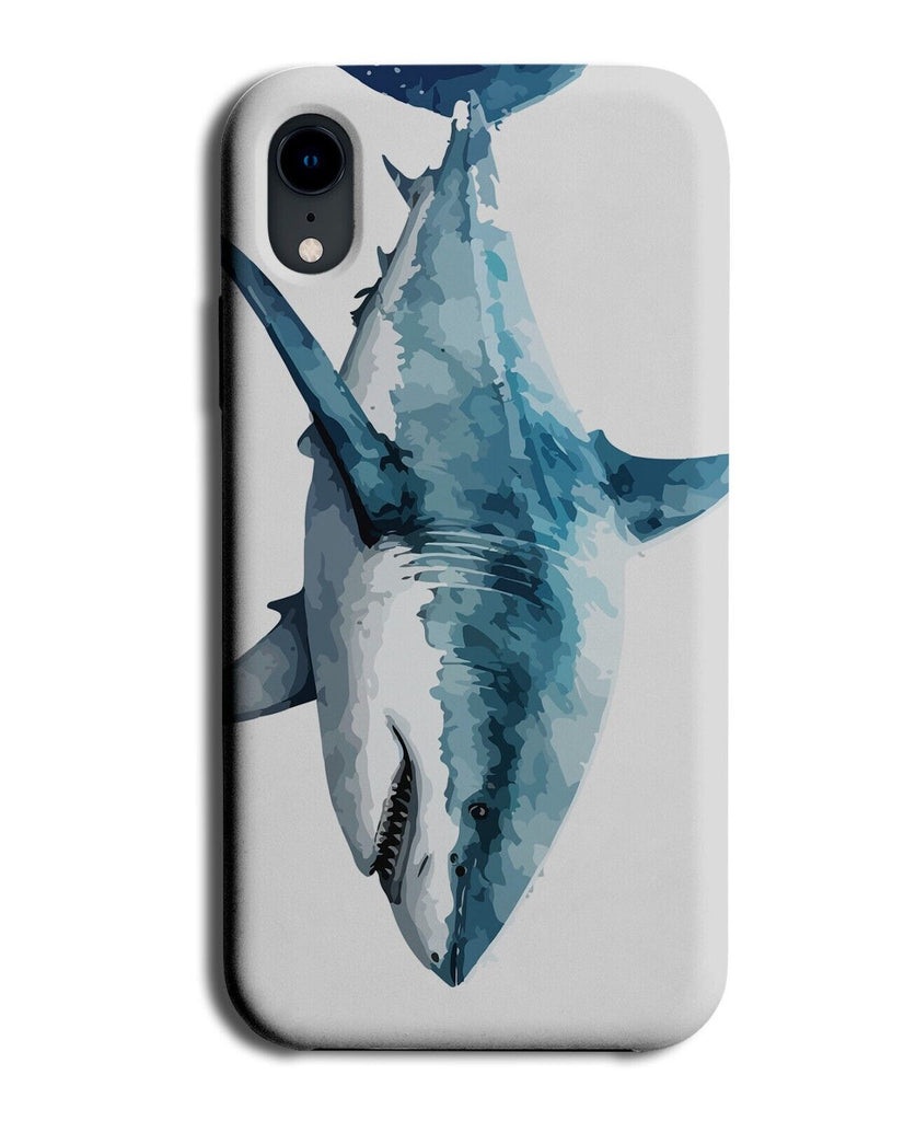 Great White Shark Watercolour Phone Case Cover Sharks Painting Art Picture BF59