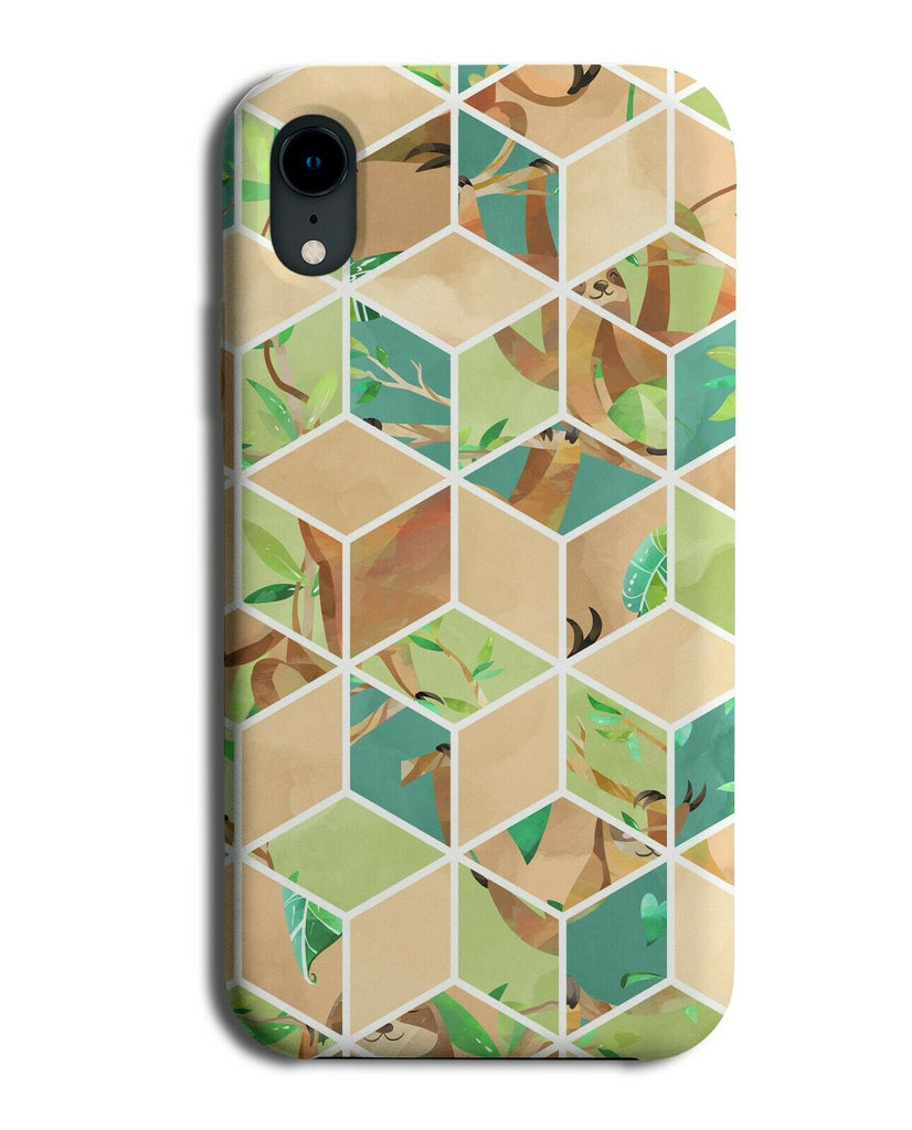 Abstract Sloths Phone Case Cover Sloth Cartoon Shapes Novelty Fun Geometric G133