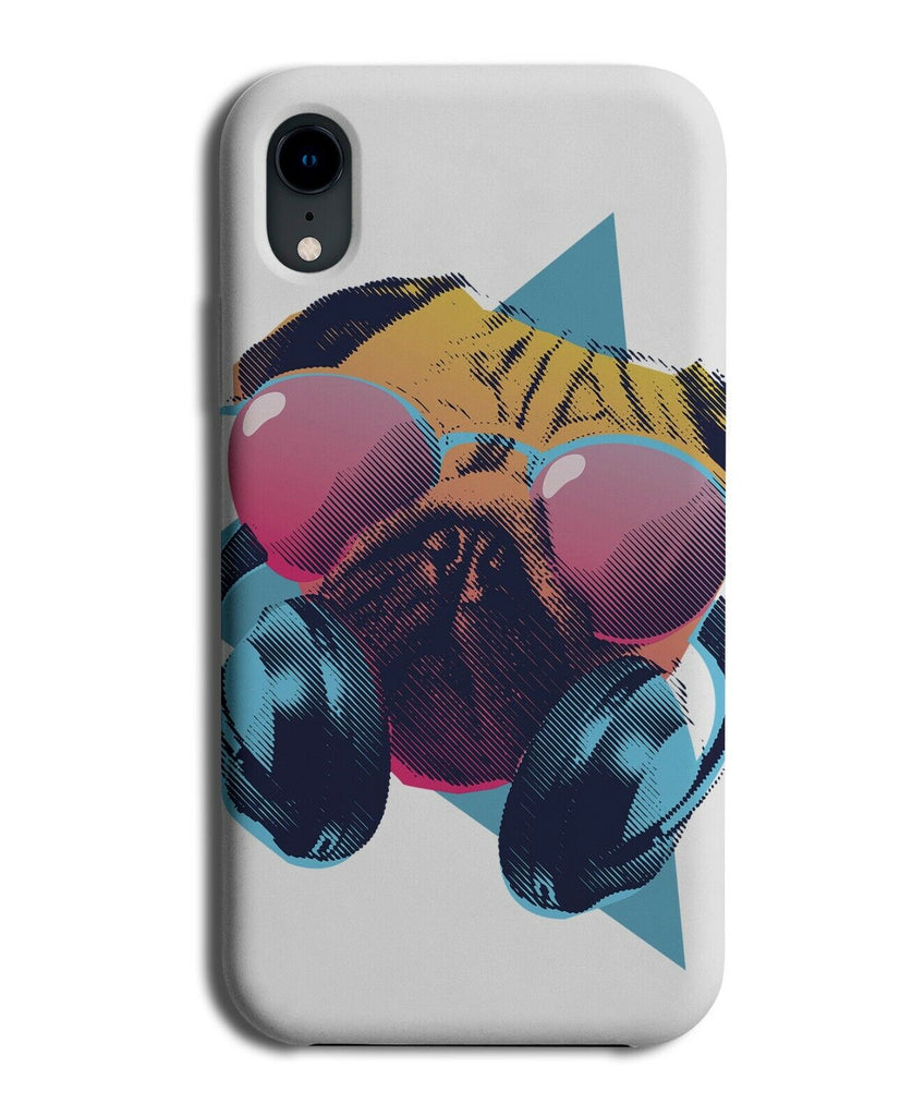 Neon 80s DJ Pug Phone Case Cover Pugs Retro Vintage Dog Head Headphones K148