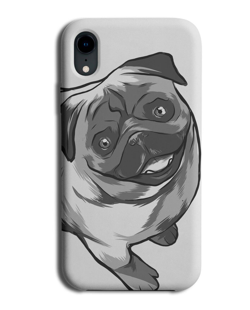 Black and White Pug Sketch Phone Case Cover Pugs Dog Dogs Puppy Picture K156