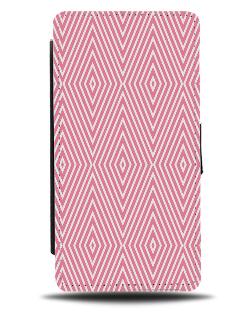Baby Pink and White Diamond Spirals Flip Wallet Case Diamonds Shapes Spiral CH09