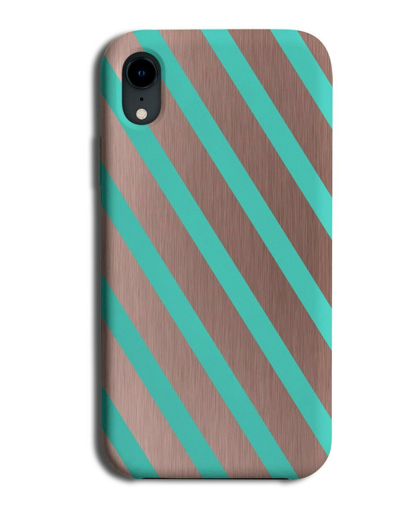 Rose Gold & Turquoise Green Diagonal Stripes Phone Case Cover Striped i837