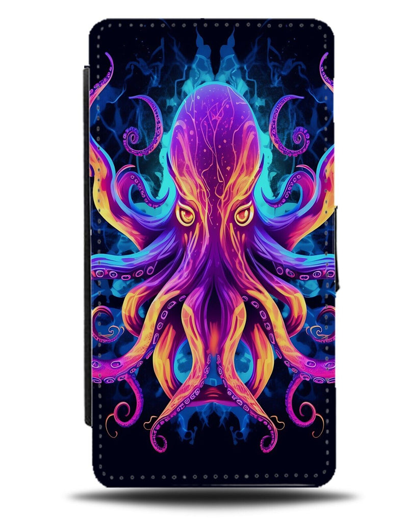 Colourful Neon Kraken Flip Wallet Case Krakens Octopus Spiritual Octopuses DH29