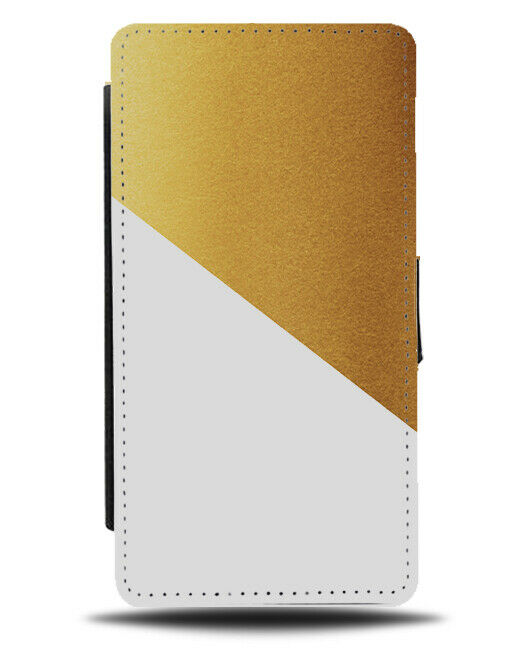 Gold and White Flip Cover Wallet Phone Case Golden Coloured Printed Colour i441