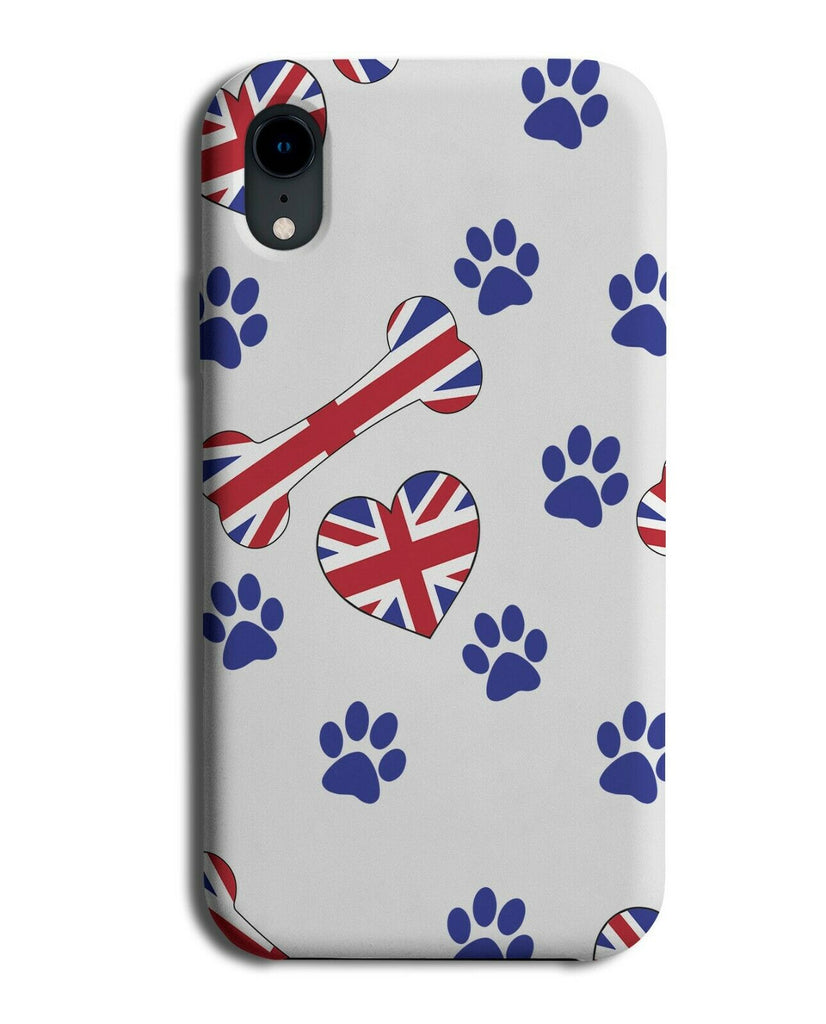 UK Flag Phone Case Cover Dog Paw Prints Print Paws Union Jack English E901