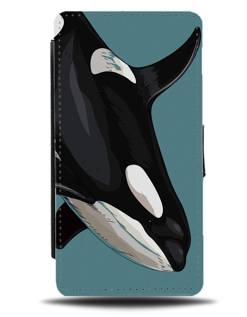 Killer Whale Deep Diving Flip Wallet Case Deepsea Sea Orca Orcas Black AT17