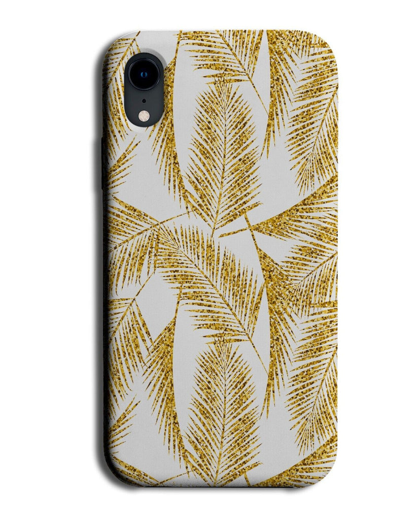 Golden Glitter Printed Palm Tree Phone Case Cover Trees Leaves Fern Gold Q711D
