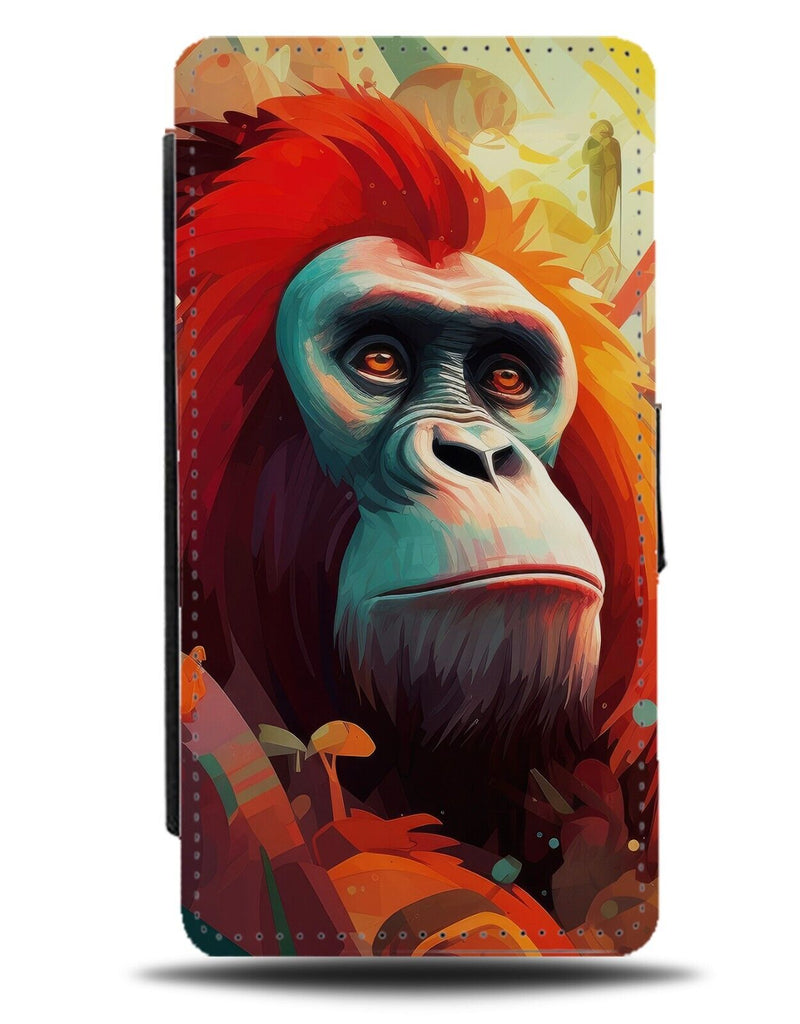 Cartoon Kids Orangutan Face Flip Wallet Case Monkey Ginger Animated Monkey DD58