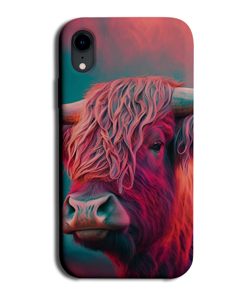 Pink High Cattle Cow Phone Case Cover Scottish Long Haired Novelty Animal CB21