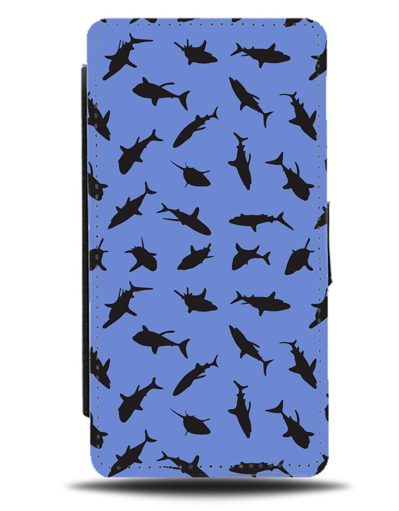 Blue Silhouettes Shapes Flip Wallet Case Pattern Silhouette Navy Shape Baby BA77