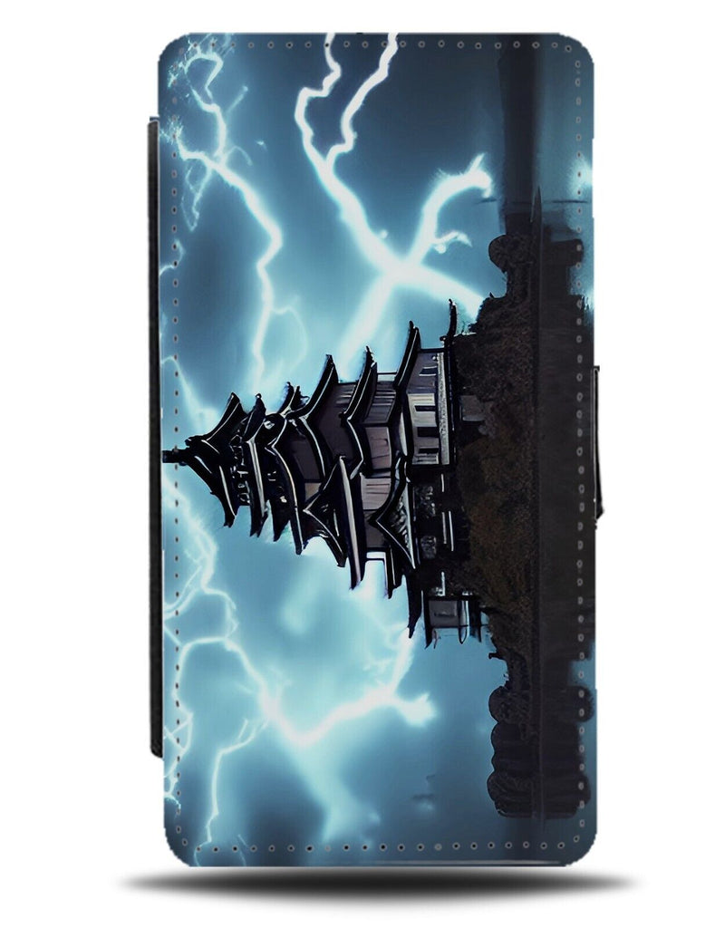 Japanese Water Palace Flip Wallet Case Japan Lightning Strikes Strike Sky AU80