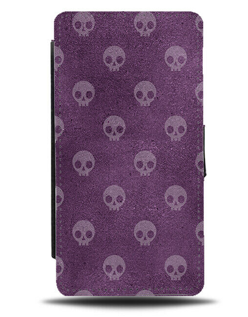 Skull Symbols Flip Wallet Case Purple Lilac Violet Coloured Shades Print G067