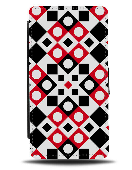Black Red White Funky Pattern Flip Wallet Case Shapes Joker Card Colours H524