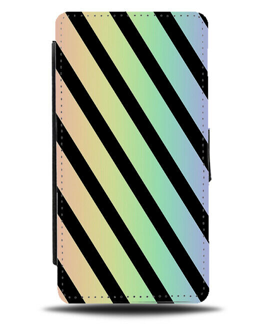 Multicoloured & Black Stripes Flip Cover Wallet Phone Case Grunge Gothic i854