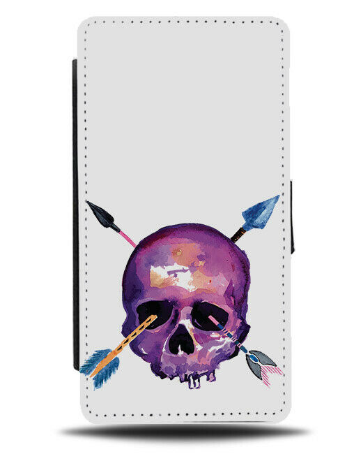 Purple Skull and Arrows Flip Wallet Phone Case Arrow Hunting Archer Bow And E254