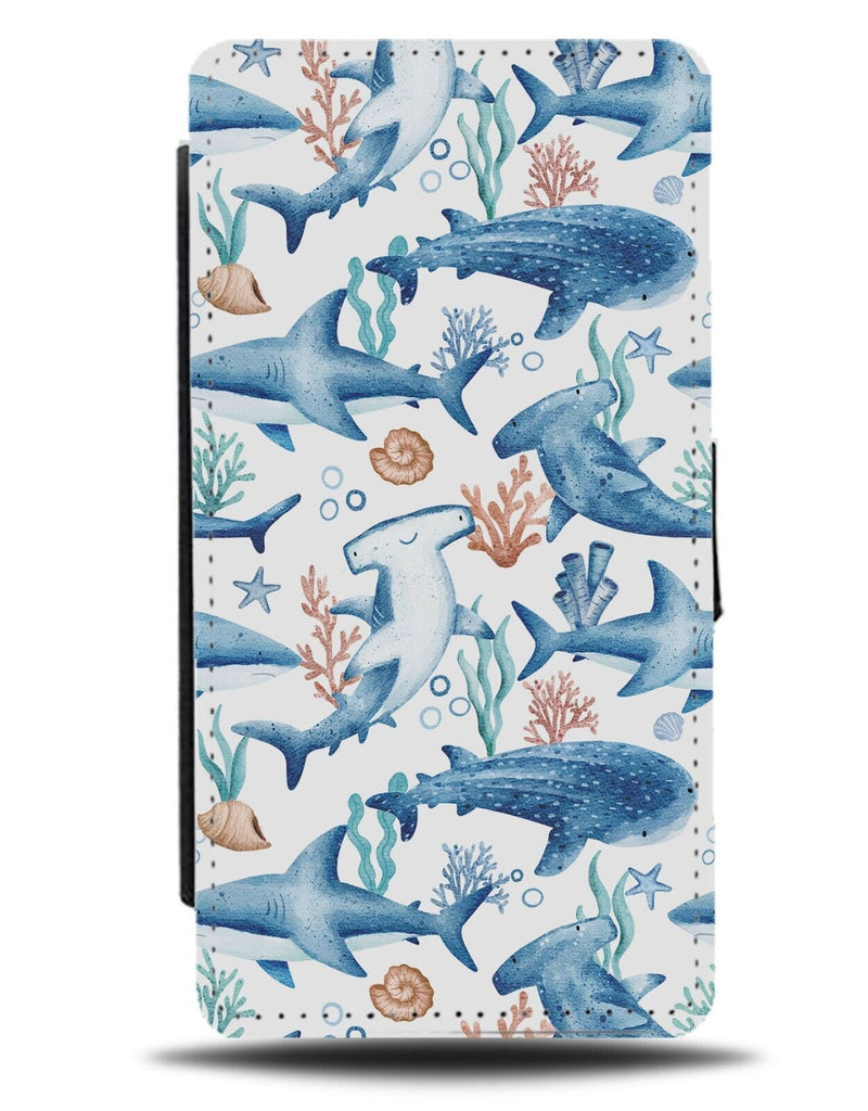Ocean Creatures Flip Wallet Case Sharks Whales Sea Life Sealife Seaweed BG94