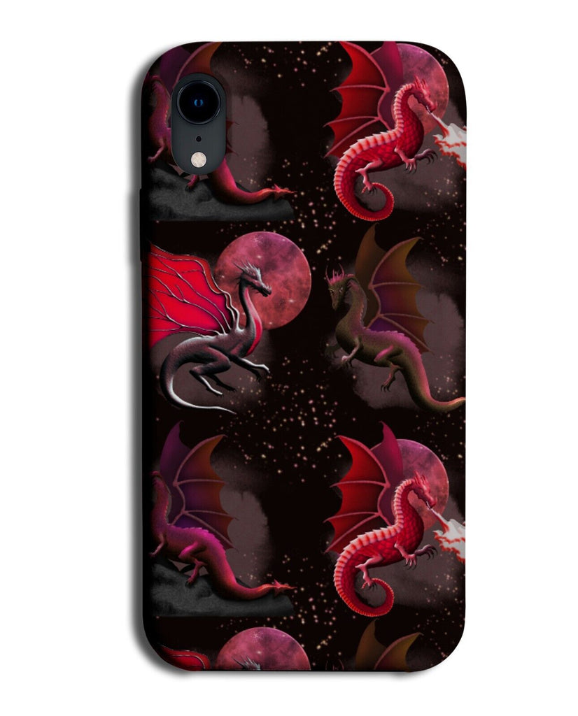 Dark Blood Red Dragons Phone Case Cover Dragon Shapes Moon Moons Grunge AM09