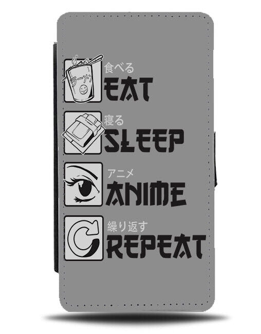 Eat Sleep Anime Repeat Flip Wallet Case Funny Gift Present Quote Picture i978