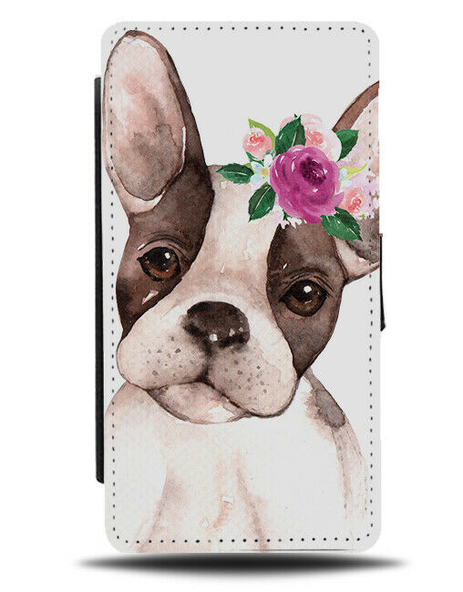 French Bulldog In Flower Crown Flip Wallet Case Girls Floral Funny Bull Dog H977