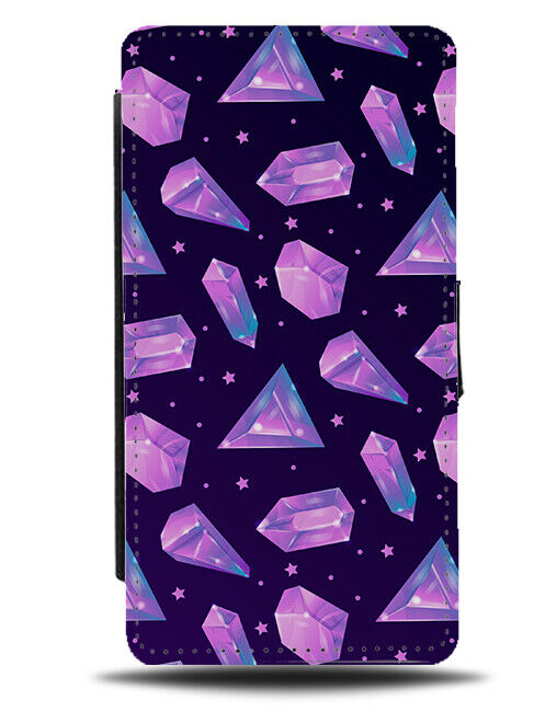 Purple Crystals Flip Wallet Case Crystal Gems Cartoon Womens Gem K782