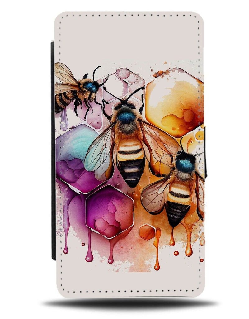 Paint Splatter Bees Art Flip Wallet Case Artwork Bee Wasps Summer Splats BB29