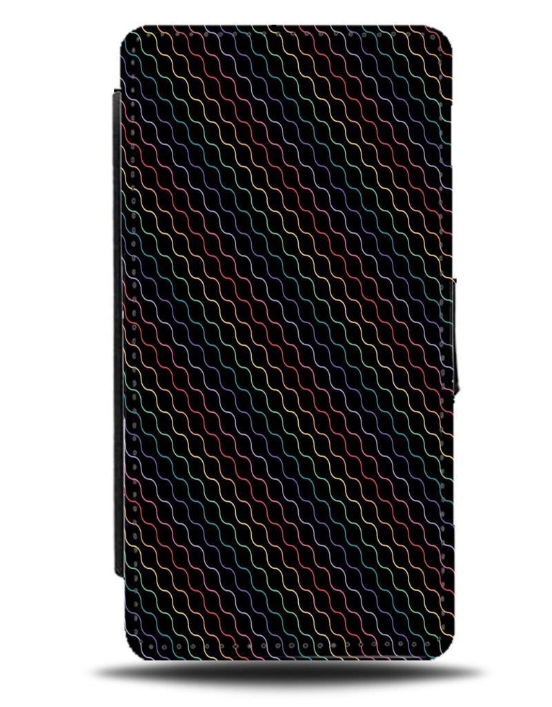 Rainbow Mesh Fence Print Flip Wallet Case Meshed Colourful Pattern Black CL18