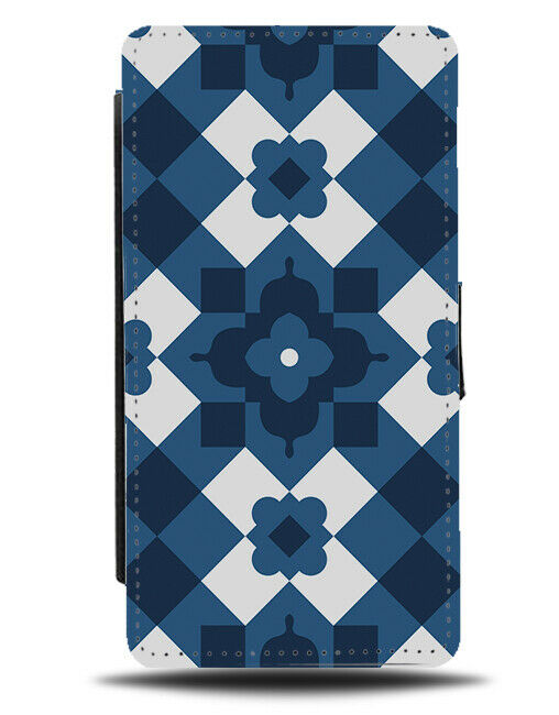 Blue and Chequered Tribal Chequered Squares Flip Wallet Case H557