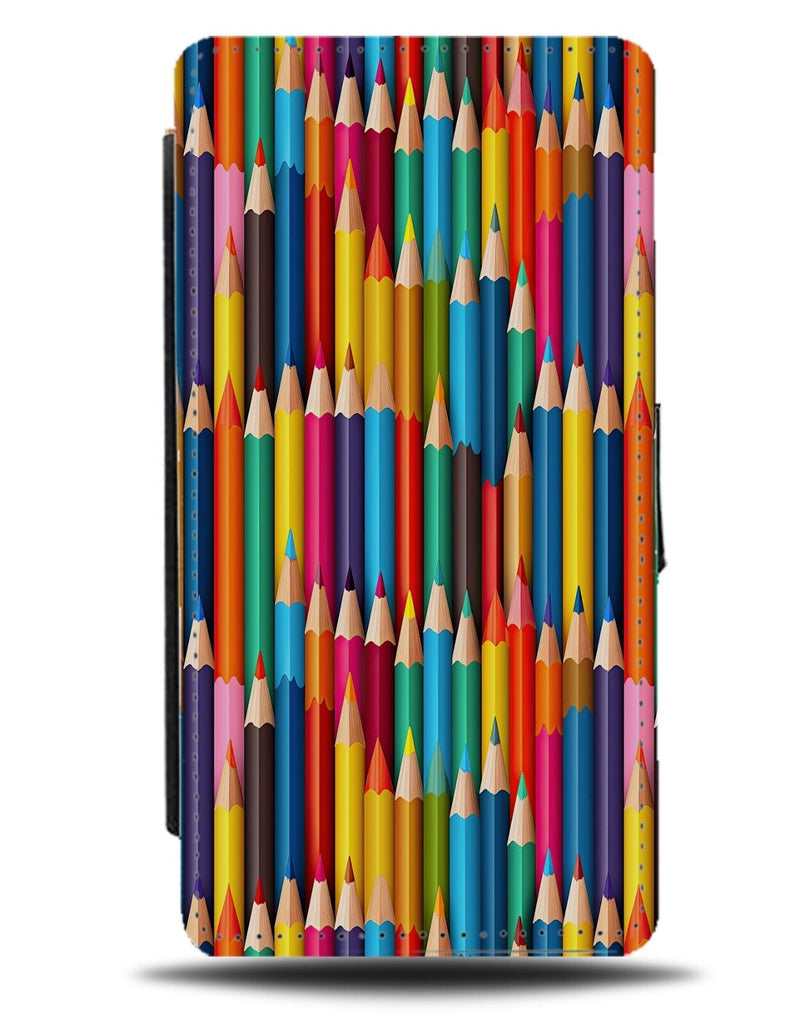 Artistic Flip Wallet Case Colouring Colour Multicolour Pencils Pattern CY88