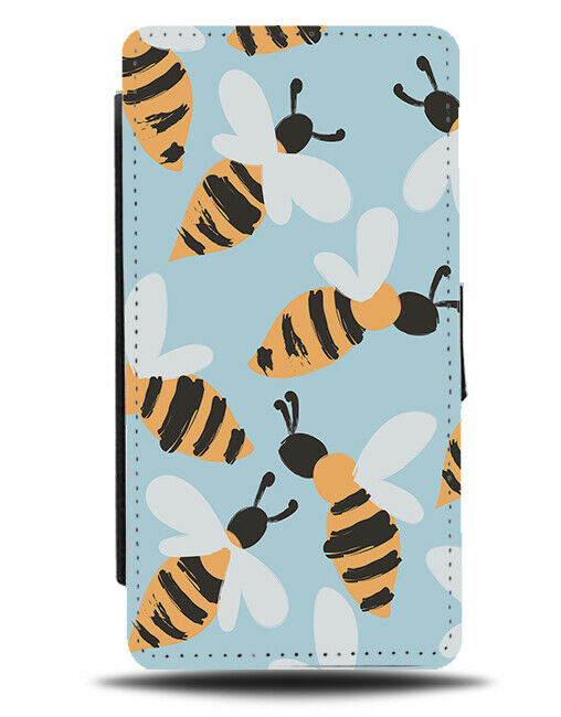 Bee Drawing Flip Wallet Case Painting Bees Wasp Wasps Colours Childs Kids F608