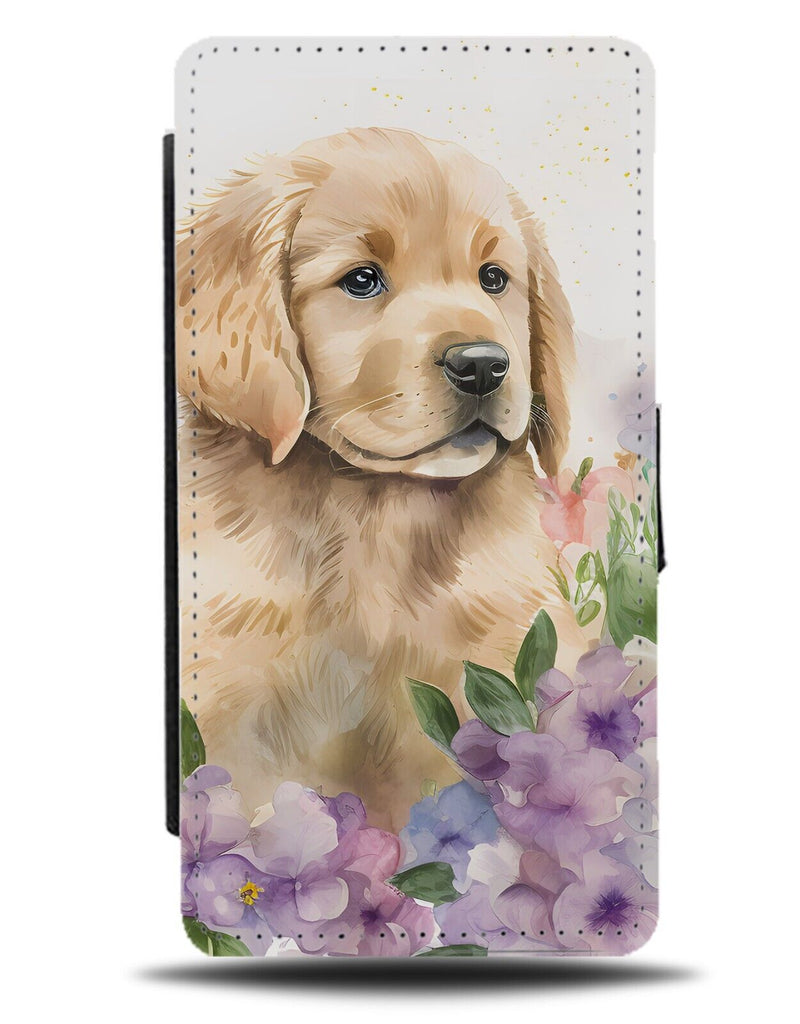Golden Retriever Amongst Flowers Flip Wallet Case Among Labrador Labradors AQ96