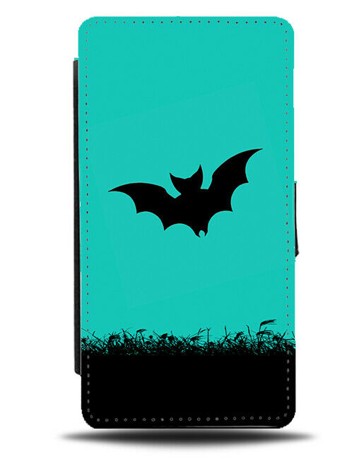 Bats Silhouette Flip Cover Wallet Phone Case Bat Turquoise Green i260