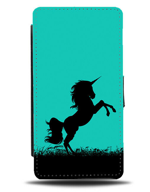 Unicorn Silhouette Flip Cover Wallet Phone Case Unicorns Turquoise Green i288