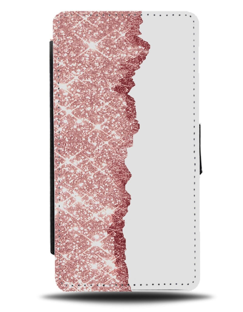 Rose Gold Glitter Printed Design Flip Wallet Case Girls Girly Coloured CM38