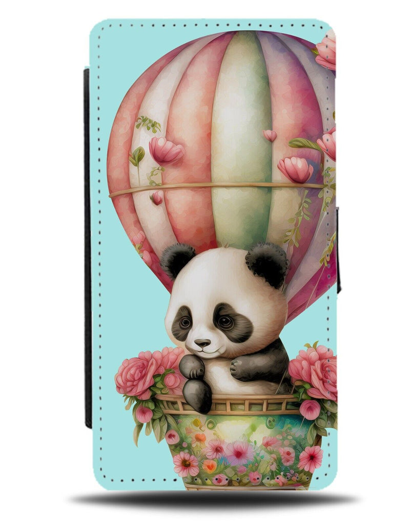 Panda In Hot Air Balloon Flip Wallet Case Balloons Pandas Picture Animal AY11