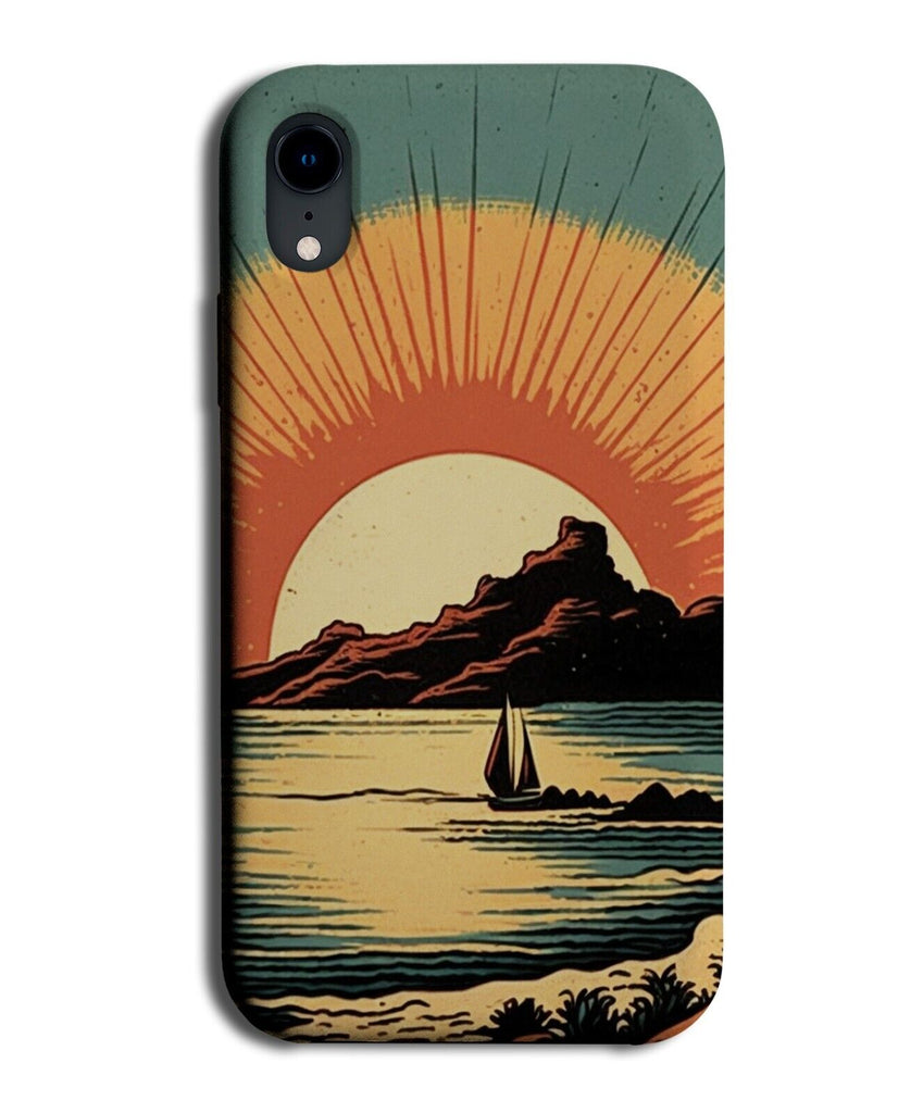 Vintage Sun Over The Ocean Cartoon Phone Case Cover Sunrise Lake River Wave CT64