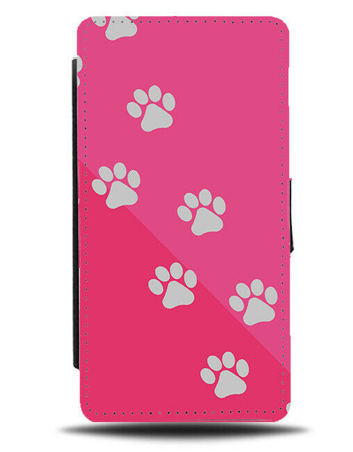 Hot Pink Paw Print Flip Cover Wallet Phone Case Paws Prints Pet Dogs Puppy si270