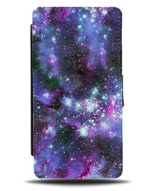 Purple and Pink Galactic Space Flip Wallet Case Stars Galaxy Universe G398